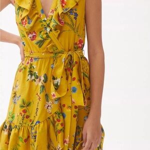 Maeve Floral Yellow Wrap Dress